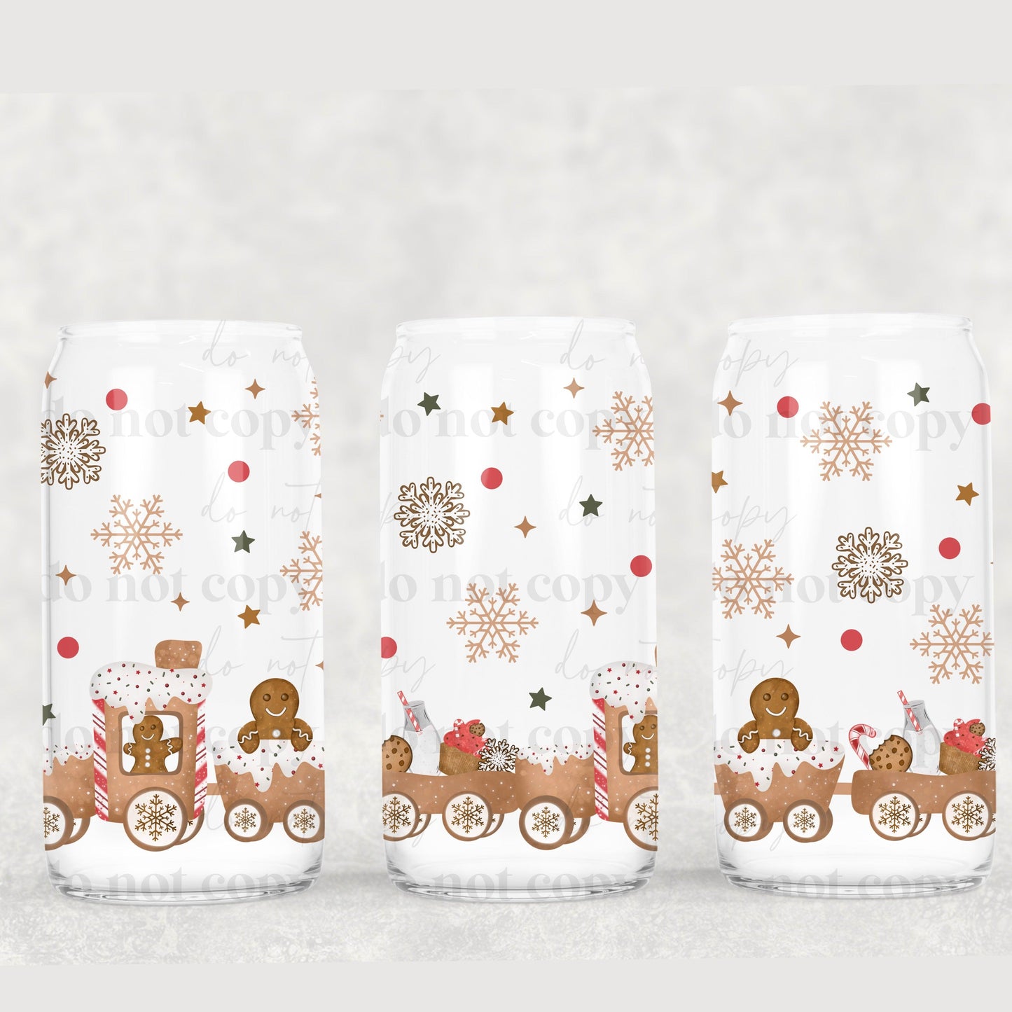 Gingerbread Express 16oz Glass Wrap