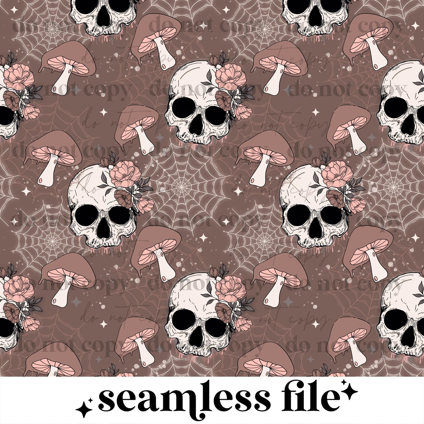 Floral Skellie Mushroom Seamless
