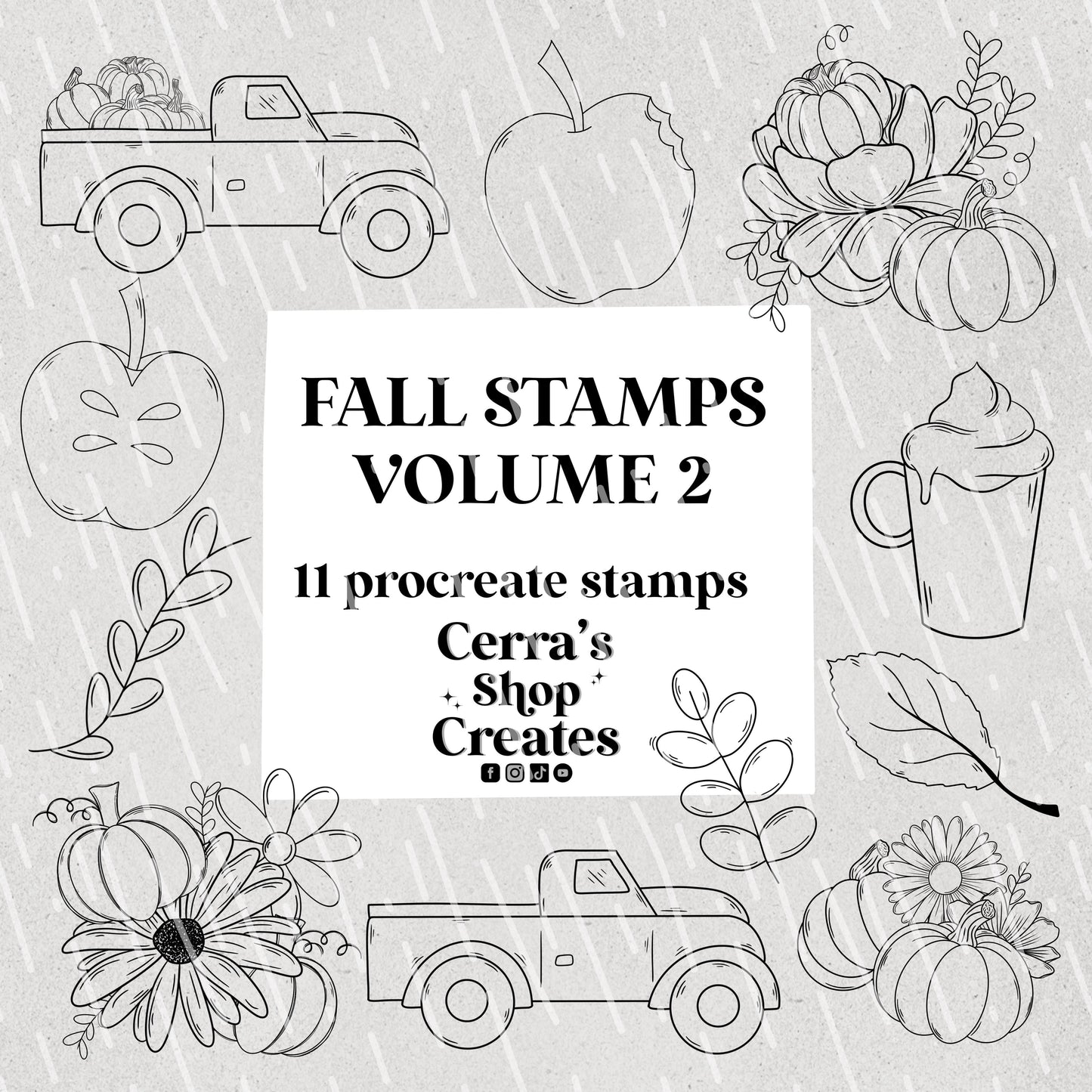 Hand drawn Fall Procreate Stamp Set