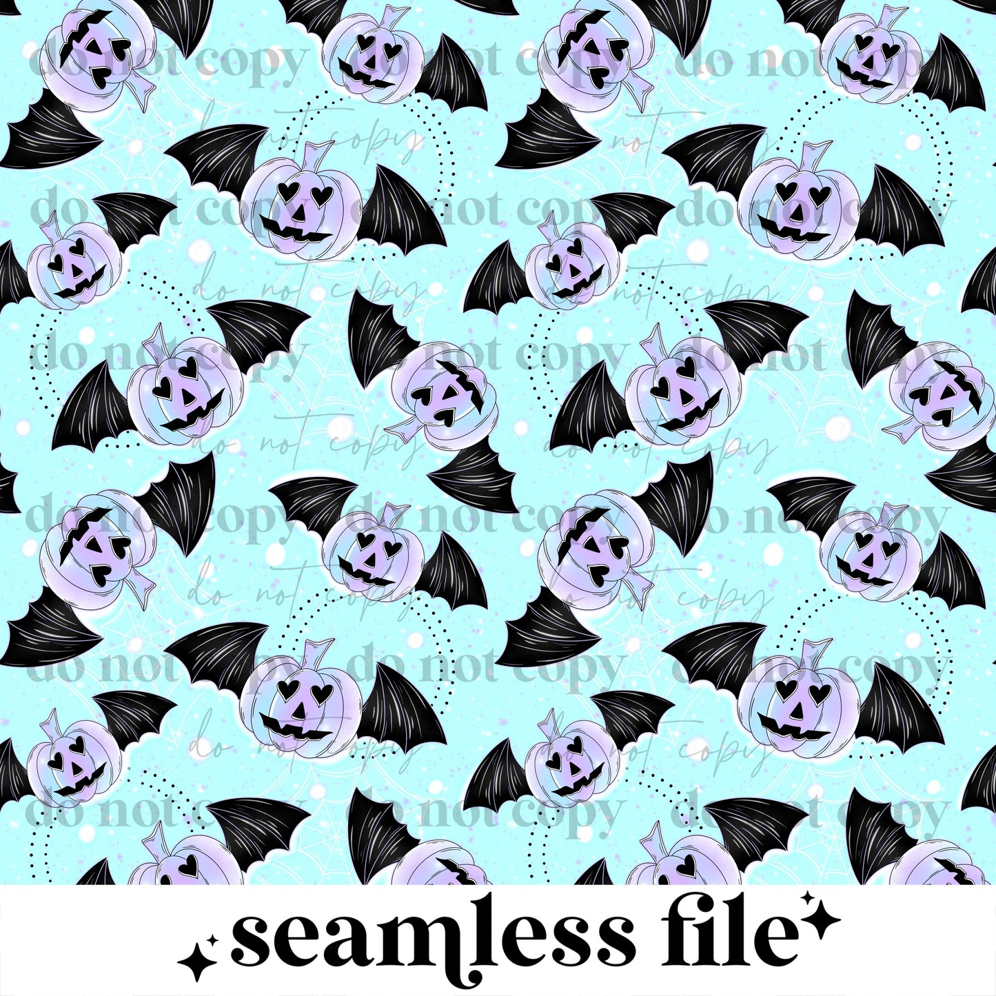Teal Spooky Pumpkins seamless