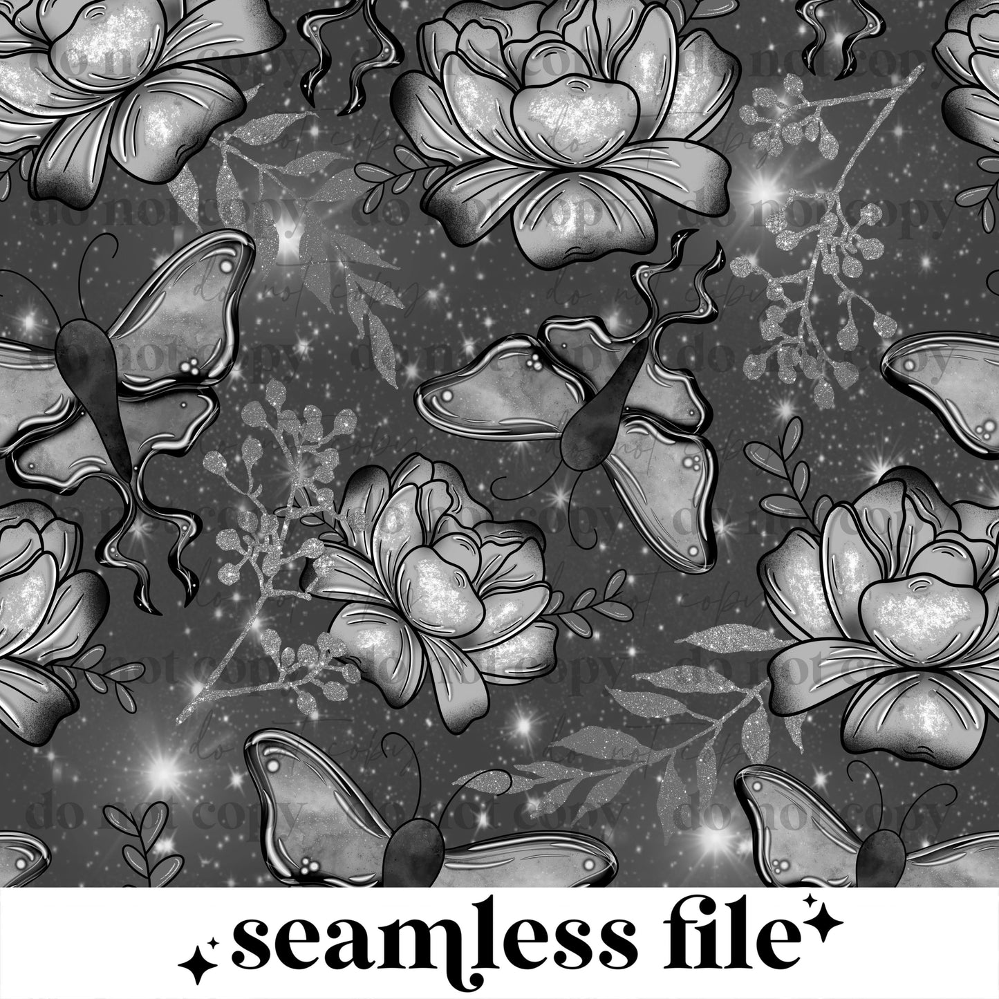 Monochrome moth Seamless