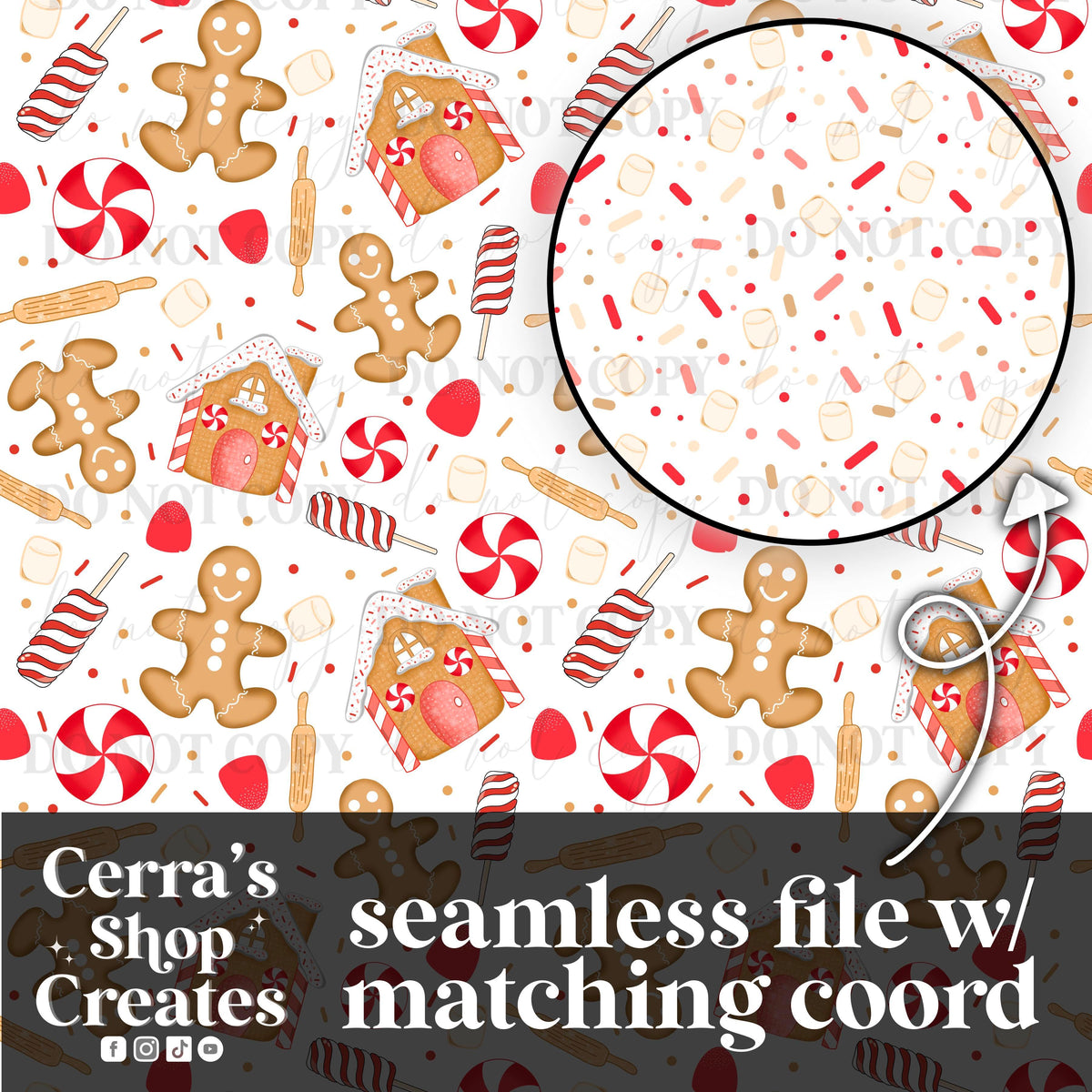 Bake More Memories seamless + coord white PNG