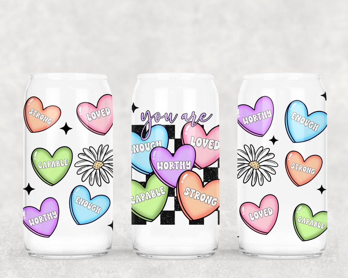 Self Love Hearts 16oz Glass Wrap