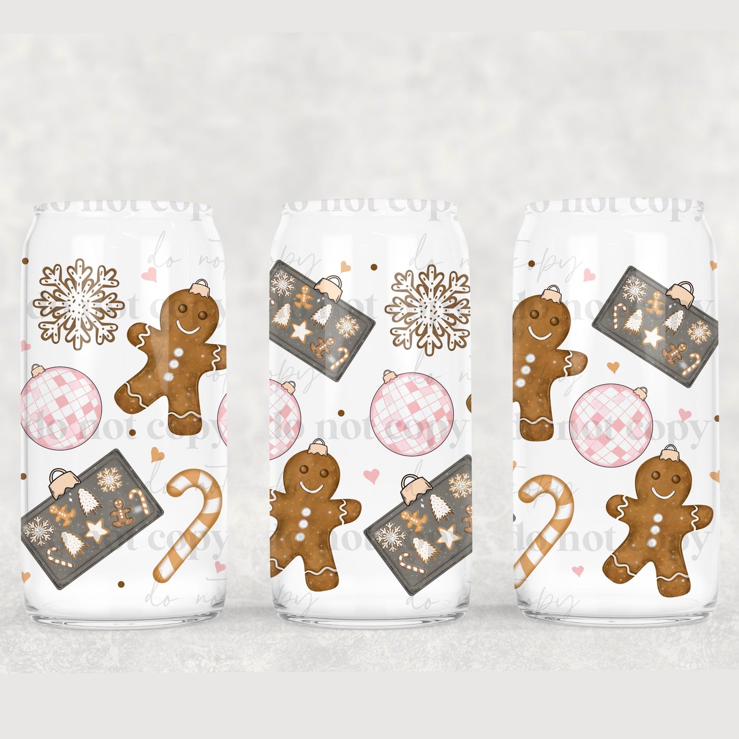 Gingerbread Ornaments 16oz Glass Wrap