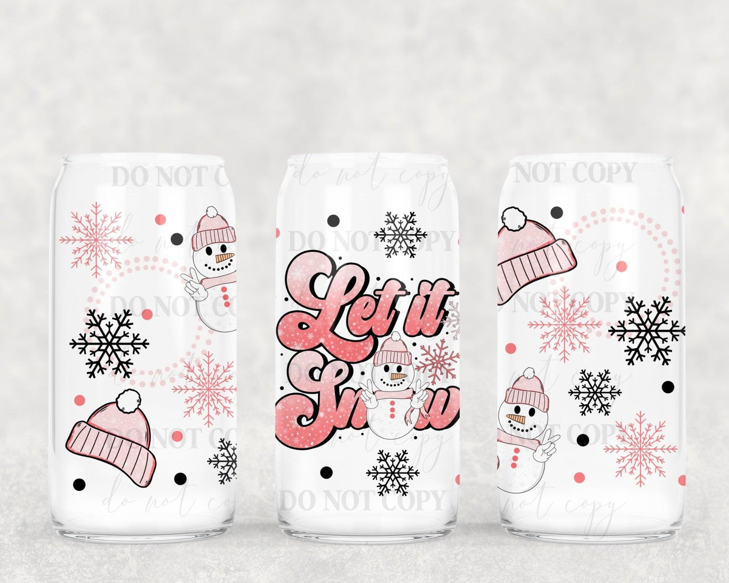 Let it snow 16oz Glass Wrap PNG