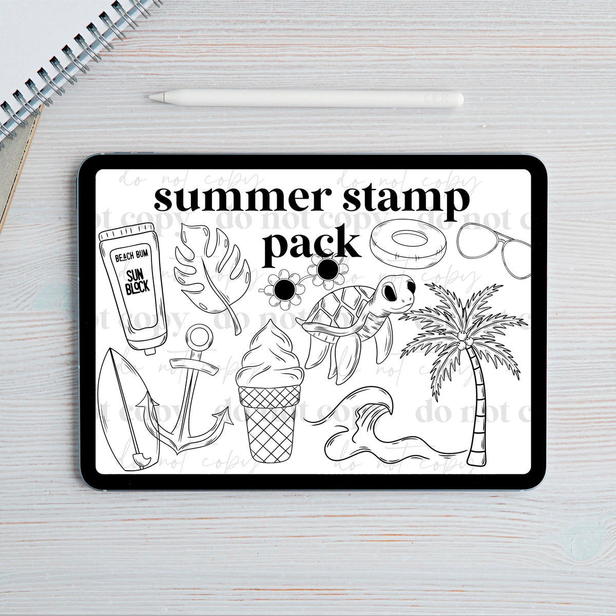 16 Summer Procreate Stamp Set