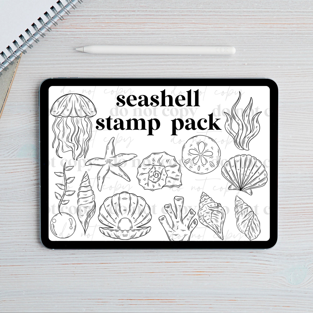 15 Seashell Procreate Stamp Set
