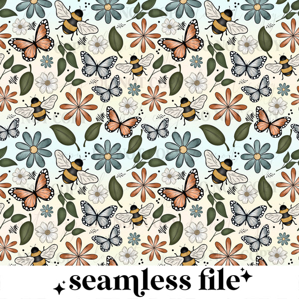 Butterfly bees seamless