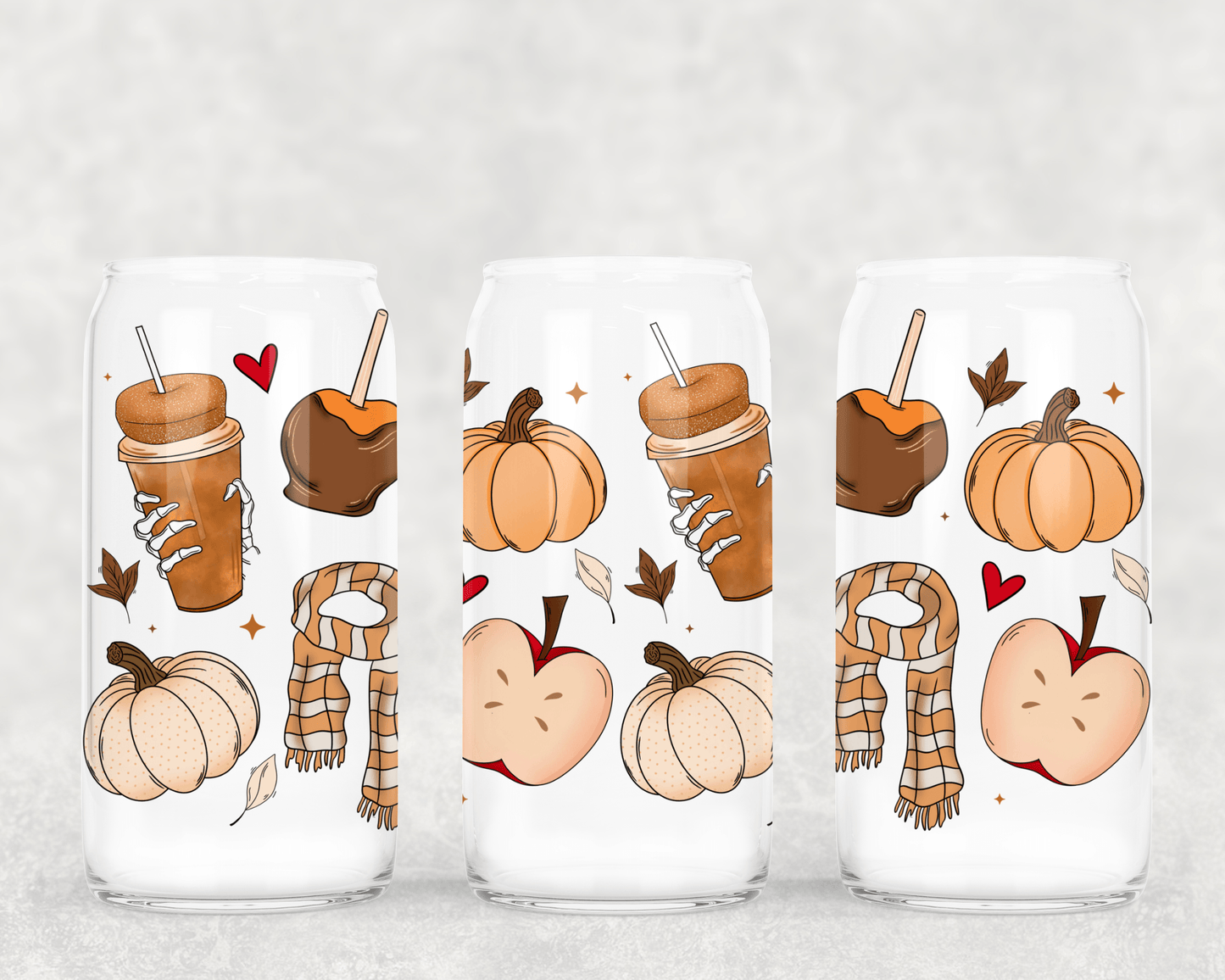 Fall doodles 16oz Glass Wrap PNG