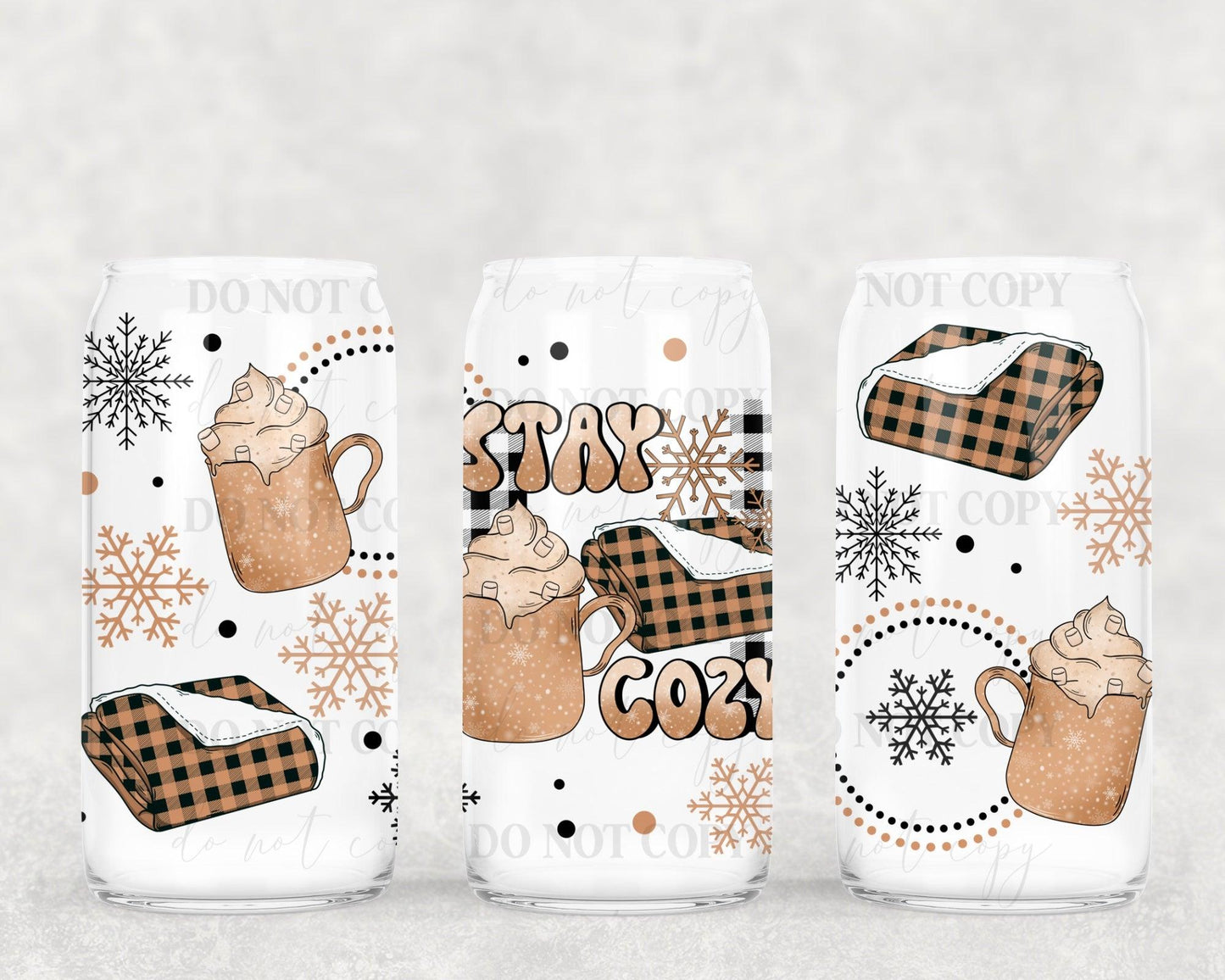 Stay cozy 16oz Glass Wrap PNG