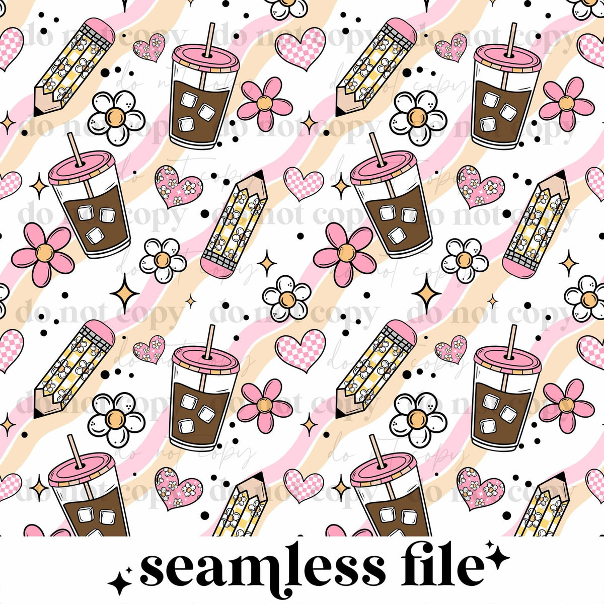 Teacher Iced Coffee Seamless