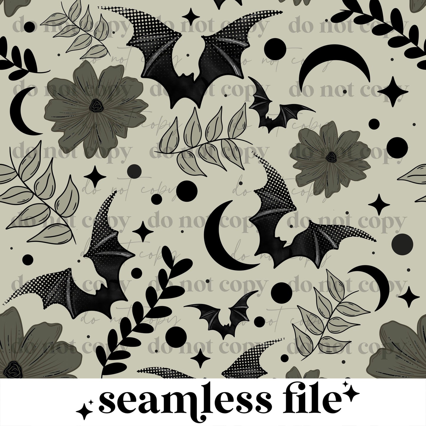 Sage floral bat Seamless