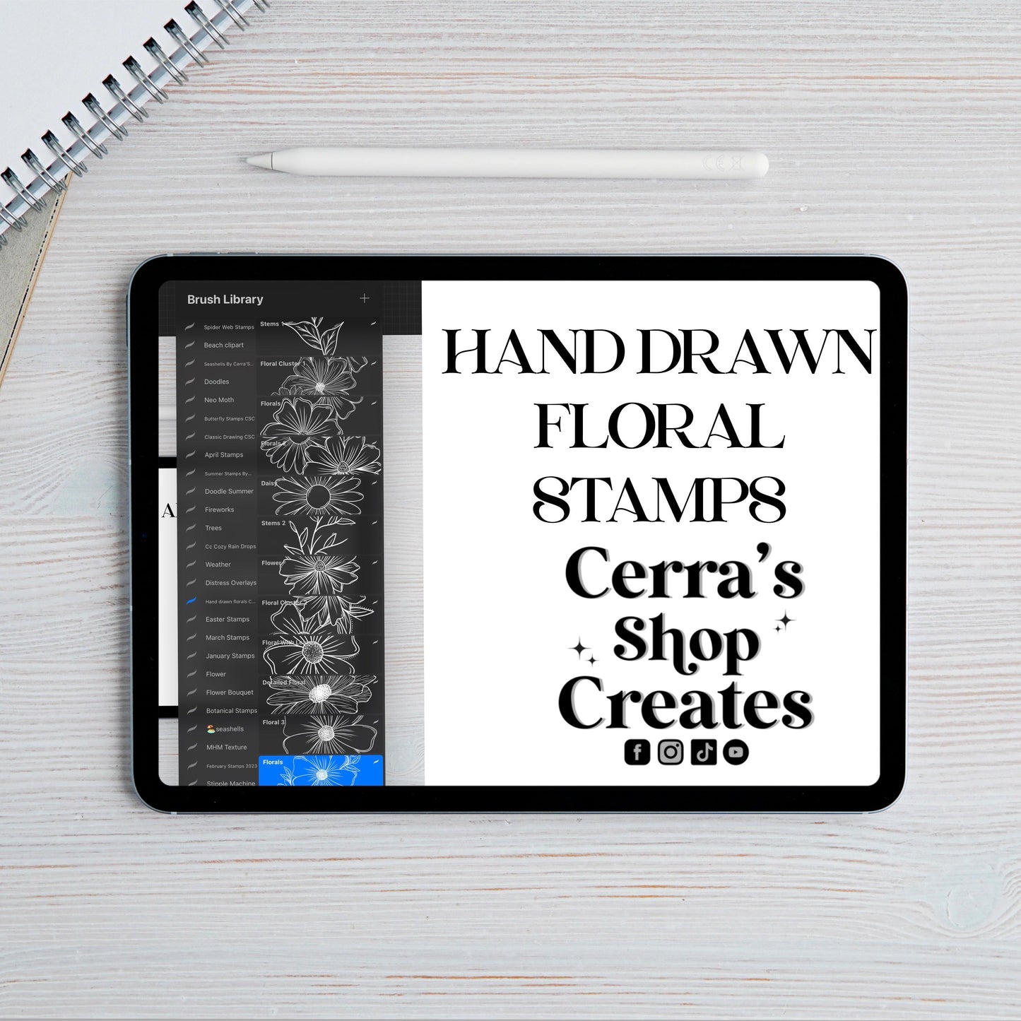 Hand drawn Florals Volume 1 Procreate Brush Set