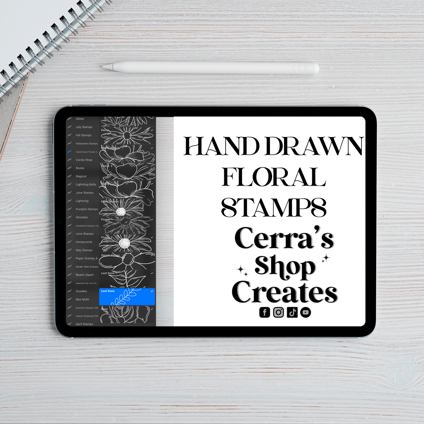 Hand drawn Florals volume 2 Procreate Brush Set