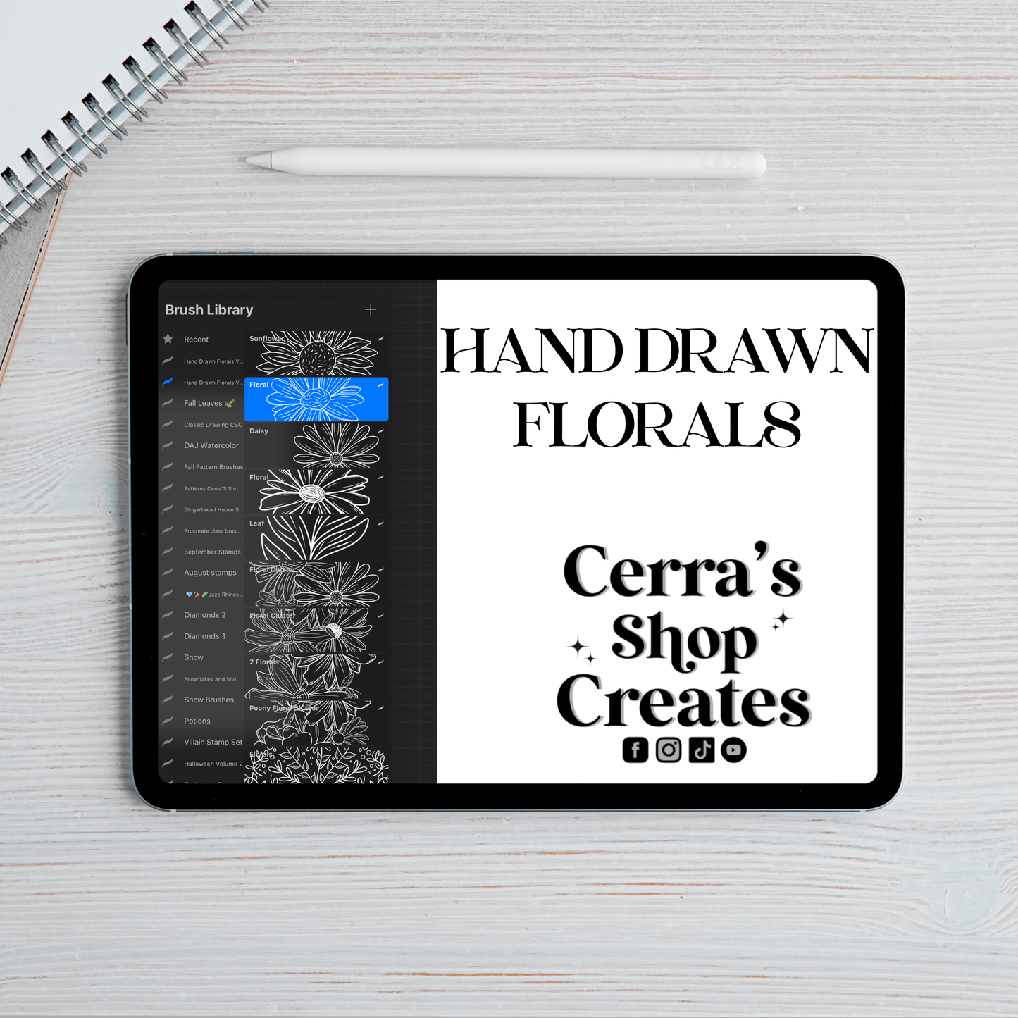 Hand drawn Florals volume 3 Procreate Brush Set