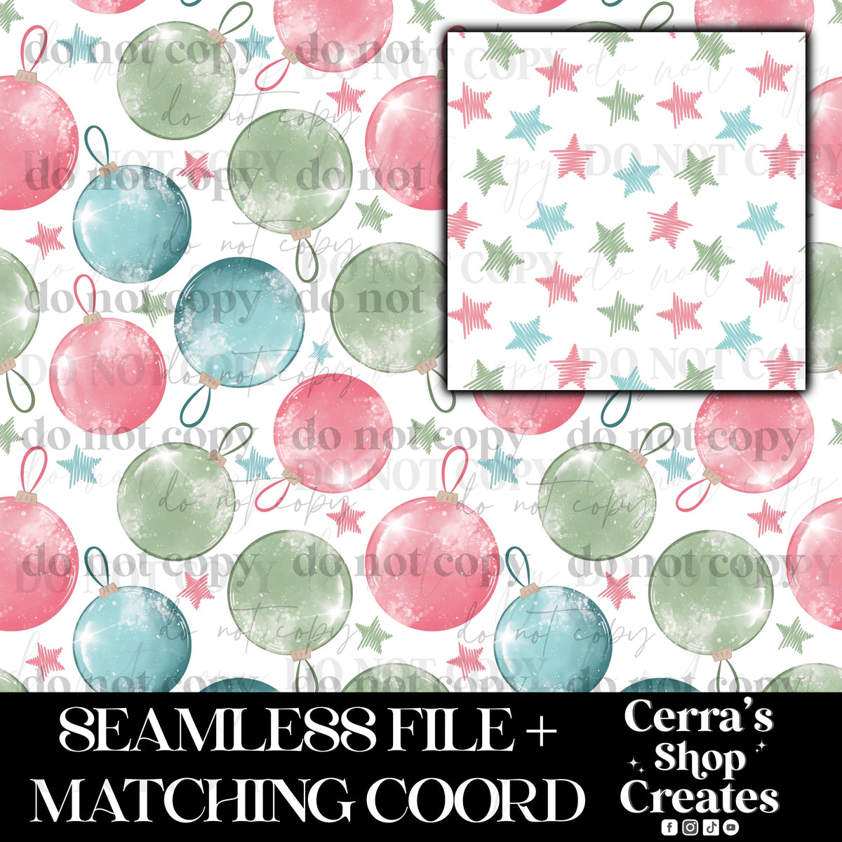 Ornaments and stars seamless + matching coord