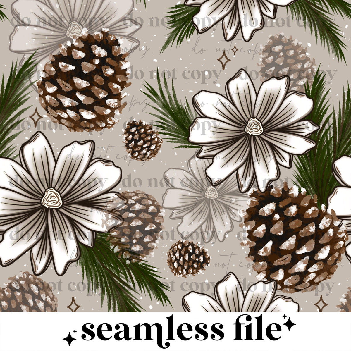Floral pine cones seamless