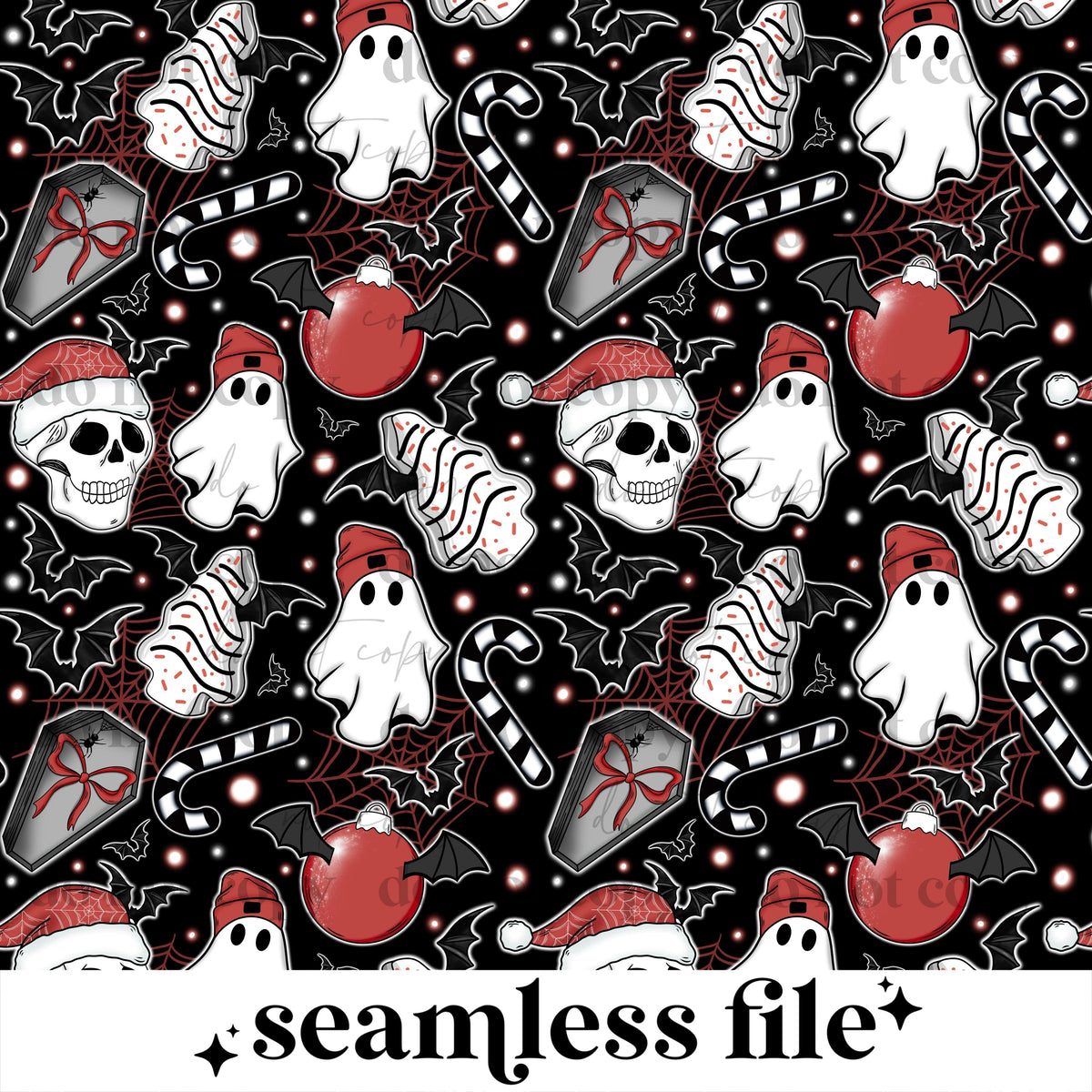 Creepy Christmas black seamless
