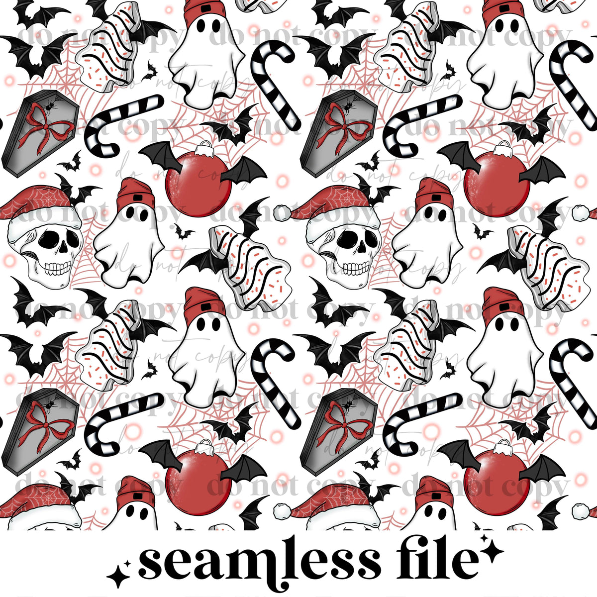 creepy Christmas white seamless