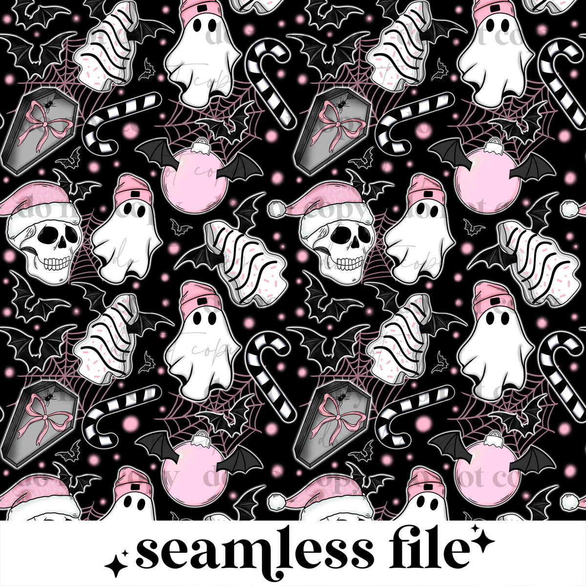 creepy Christmas pink seamless