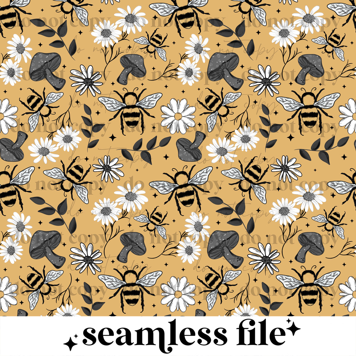 Bee yellow background Seamless