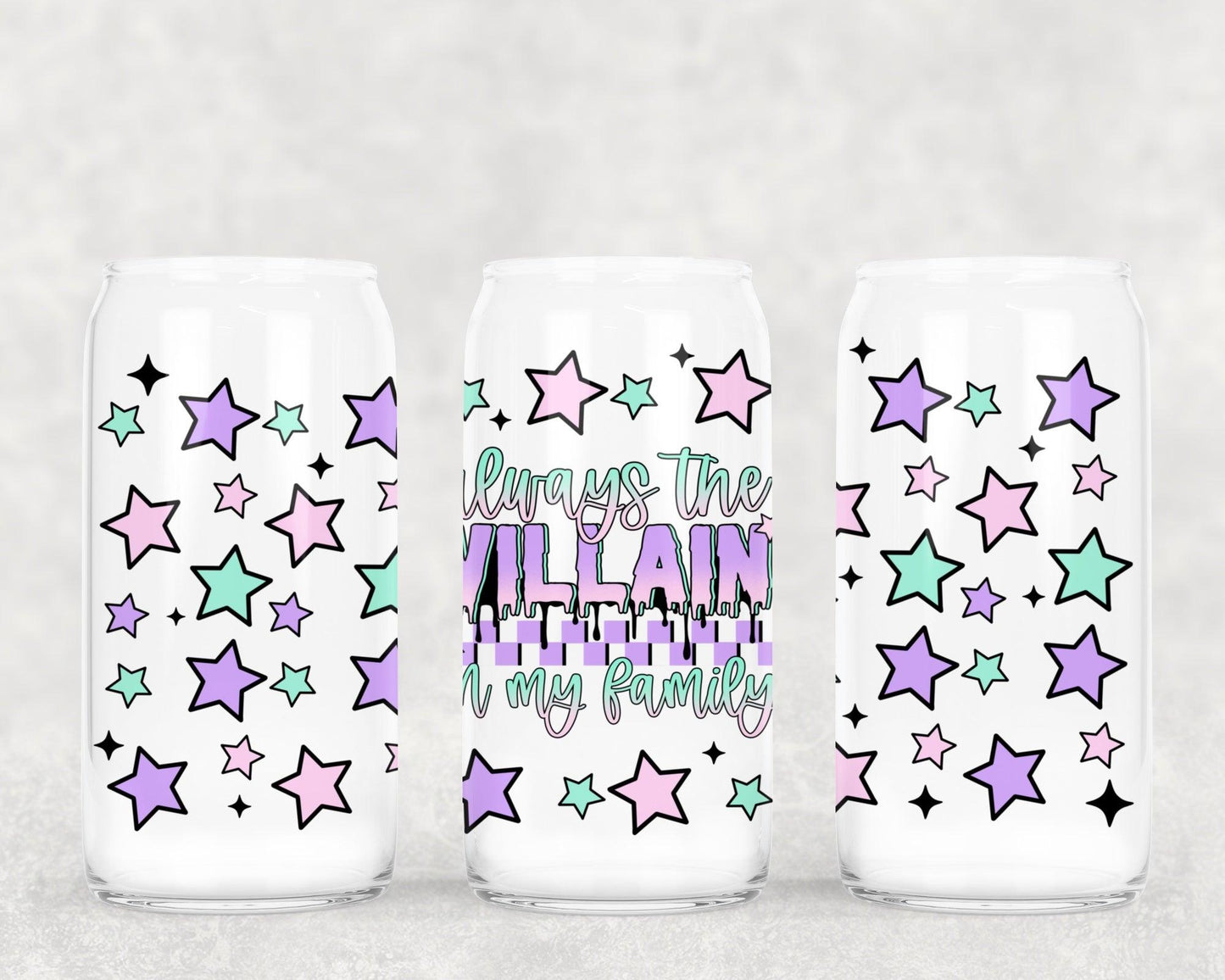 Family villain 16oz Glass Can Wrap PNG