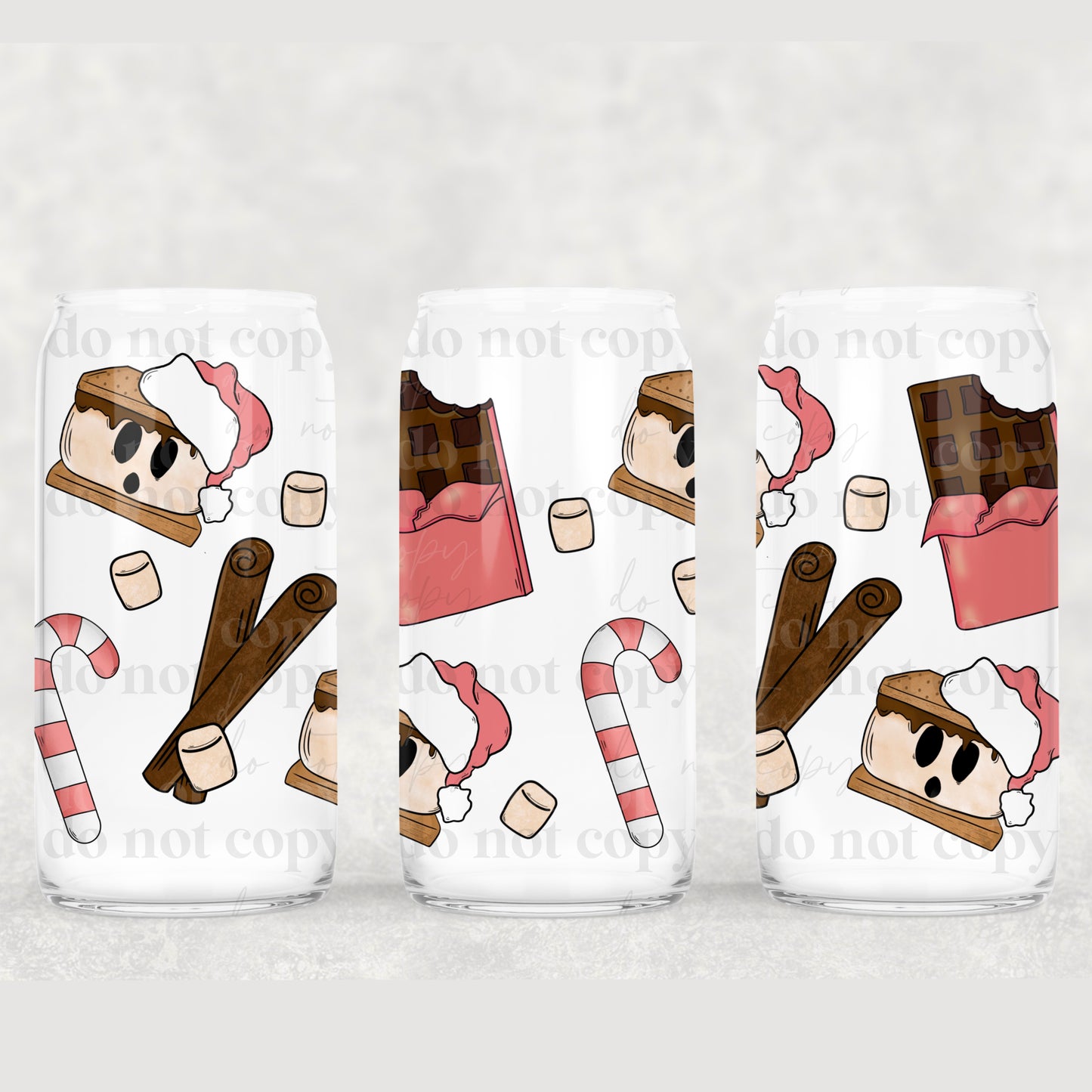 Santa S’more 16oz Glass Wrap PNG