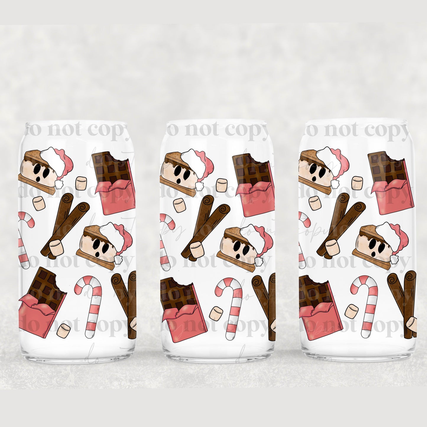 Santa S’more 16oz Glass Wrap PNG