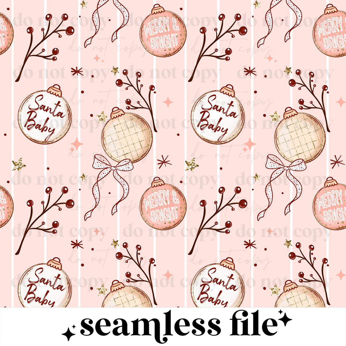 Merry Bright Ornaments Seamless
