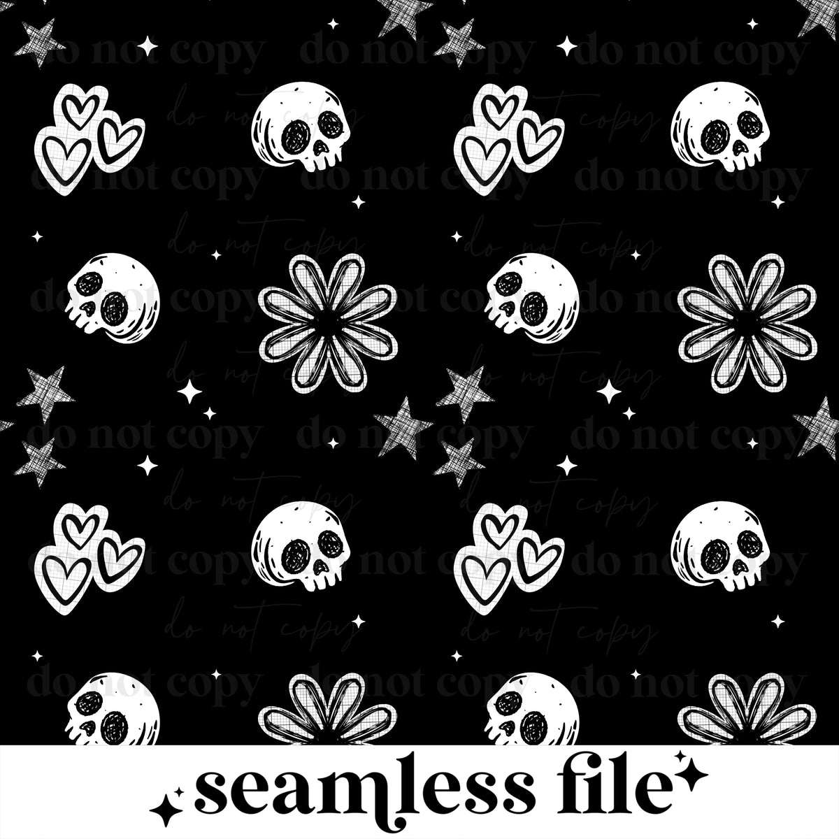 B&W doodle seamless