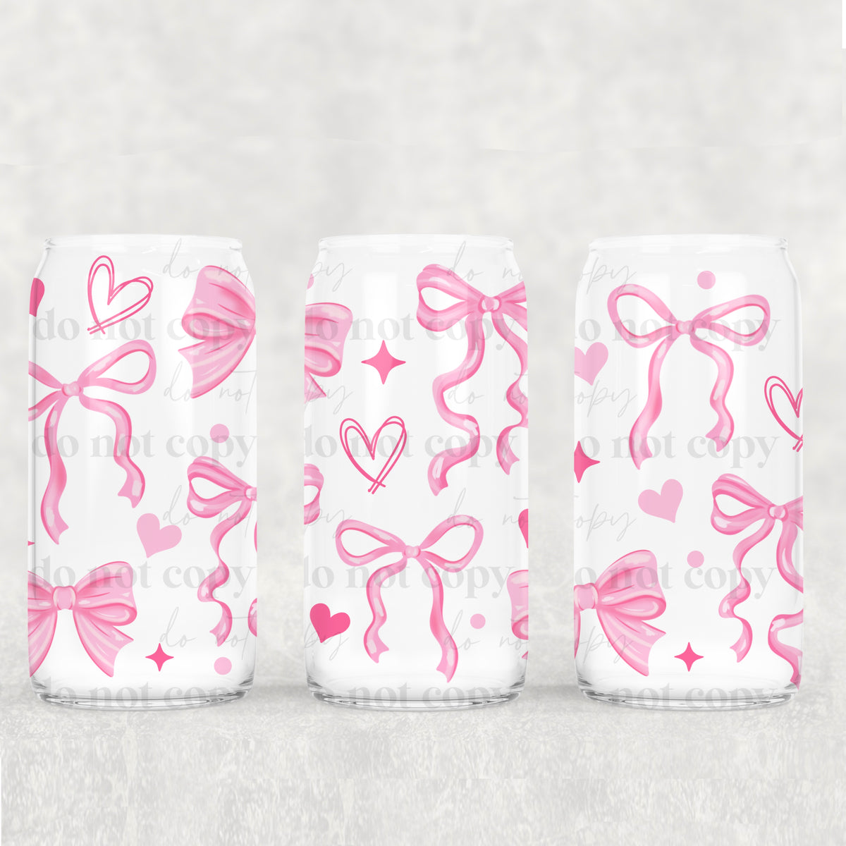 Pink Bows 16oz Glass Wrap