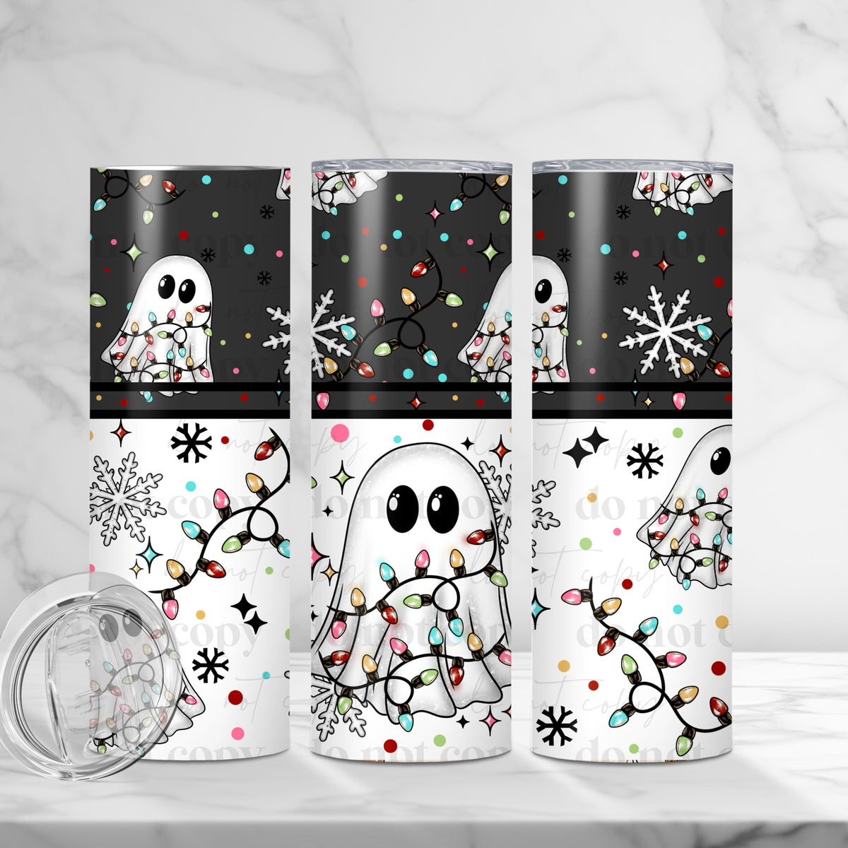 Ghost Christmas Lights 20 oz Tumbler Wrap