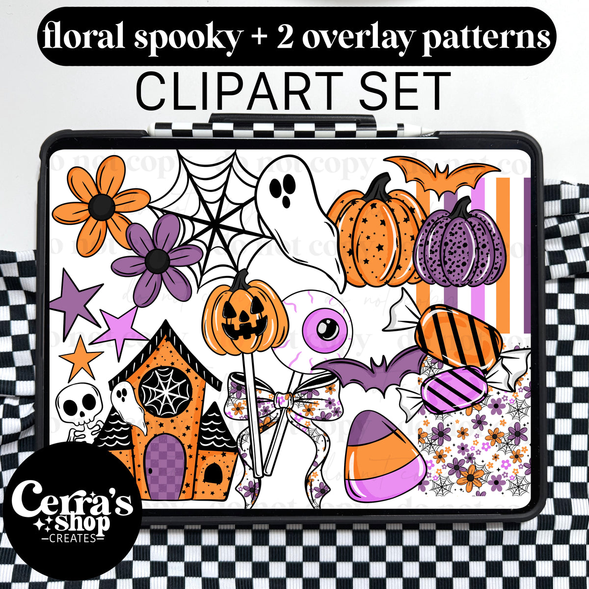Floral Spooky Clipart Set