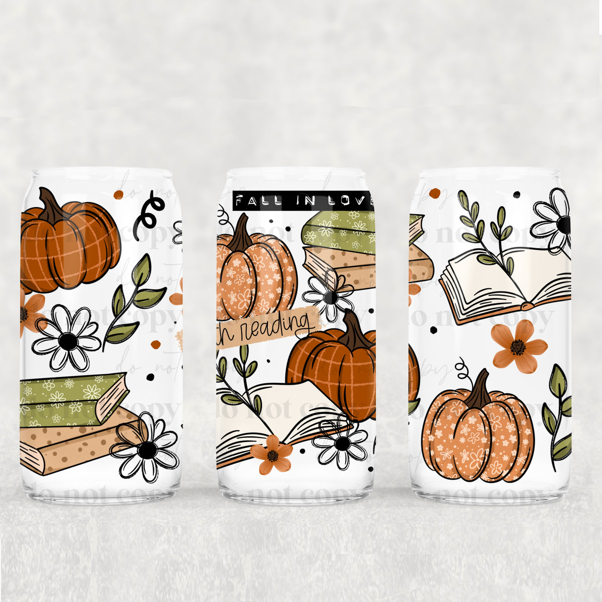 Fall in love with reading 16oz Glass Wrap