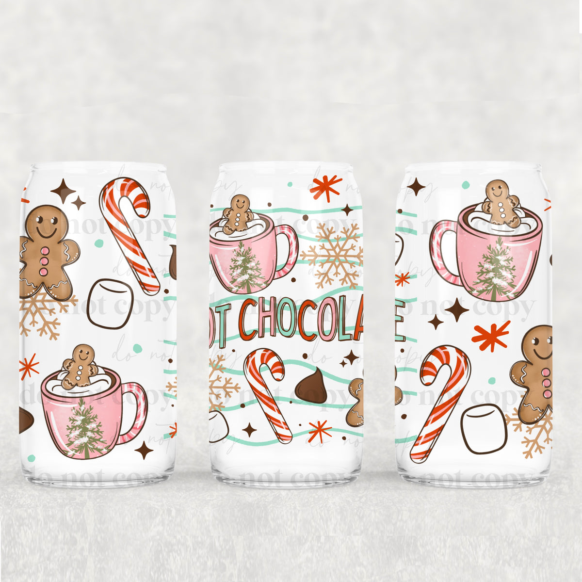 Hot Cocoa Wavy Lines 16oz Glass Wrap
