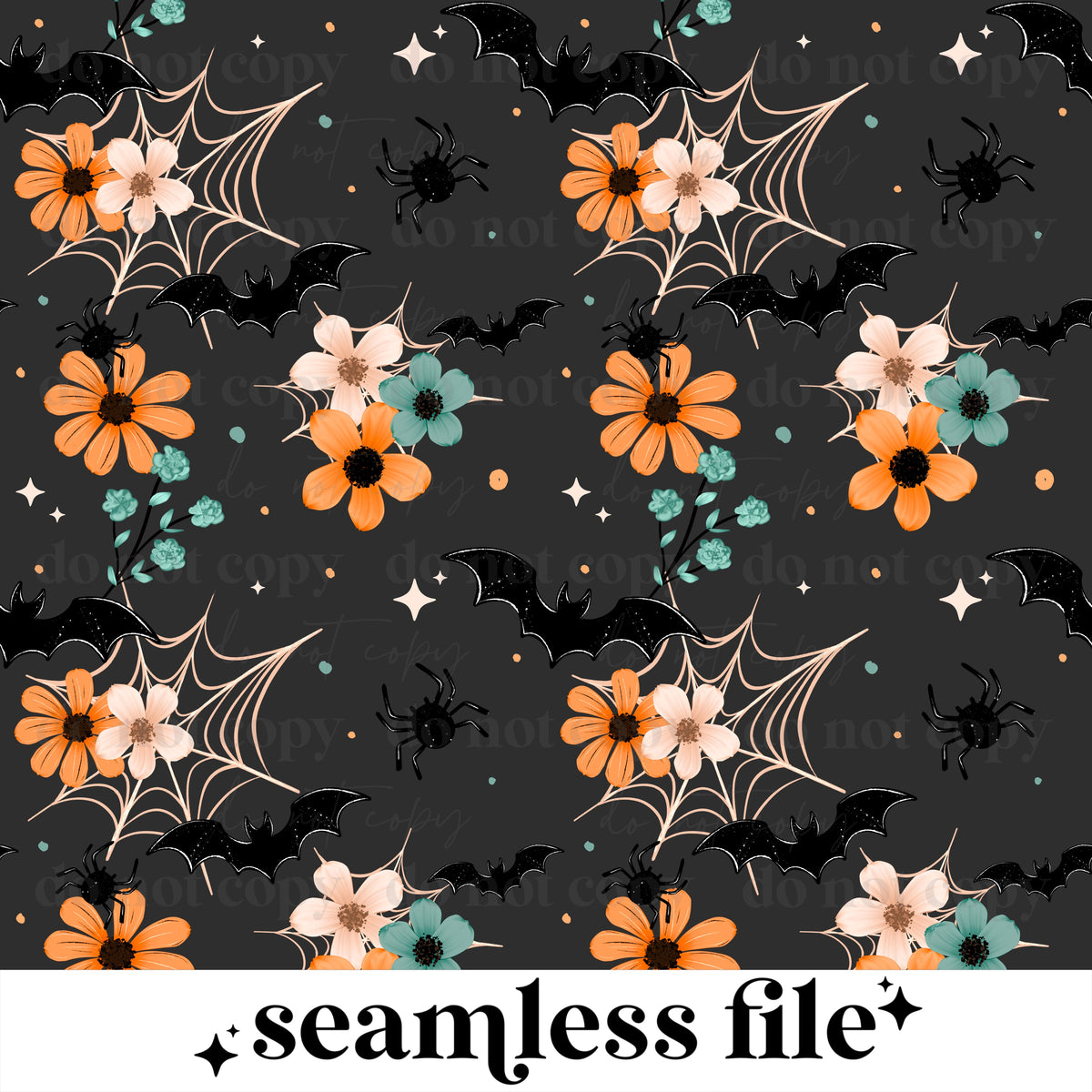 Bat Spider Floral Seamless