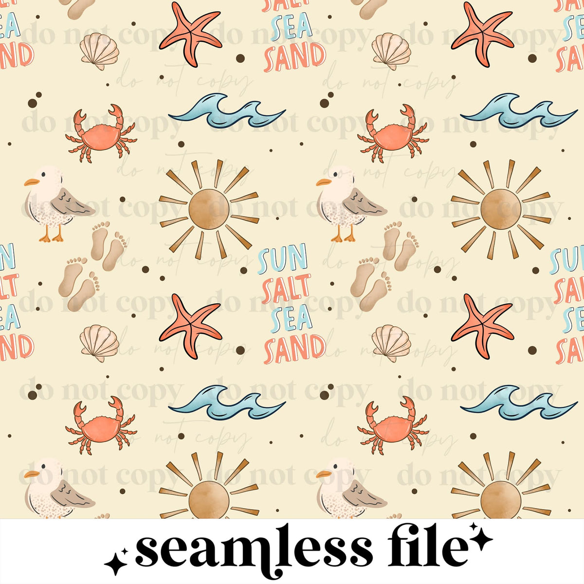 Sun Salt Sea Sand Seamless