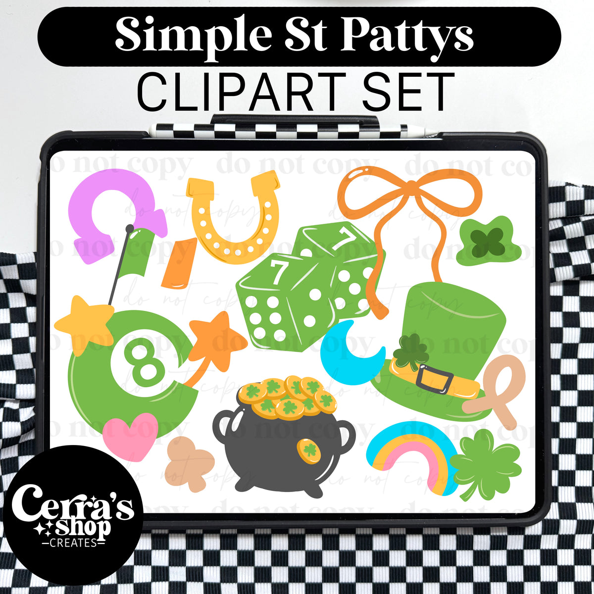 Simple St Pattys Day Clipart set