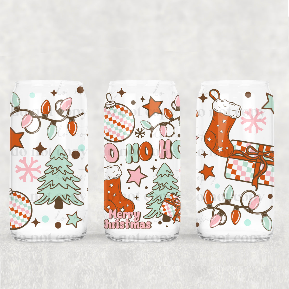 Ho Ho Ho 16oz Glass Wrap