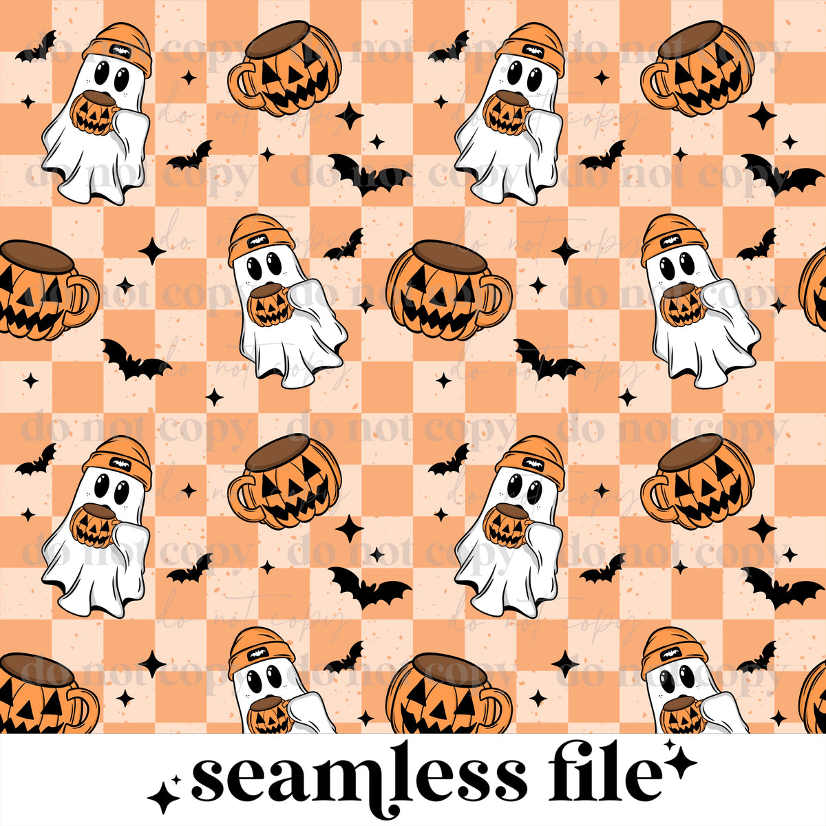 Pumpkin Mug Ghostie Seamless