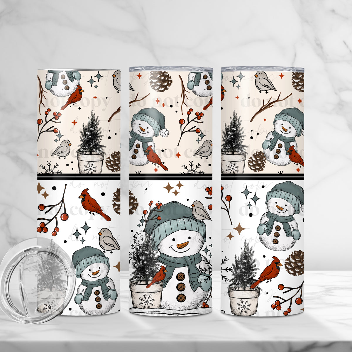 Snowman and birds 20 oz Tumbler Wrap