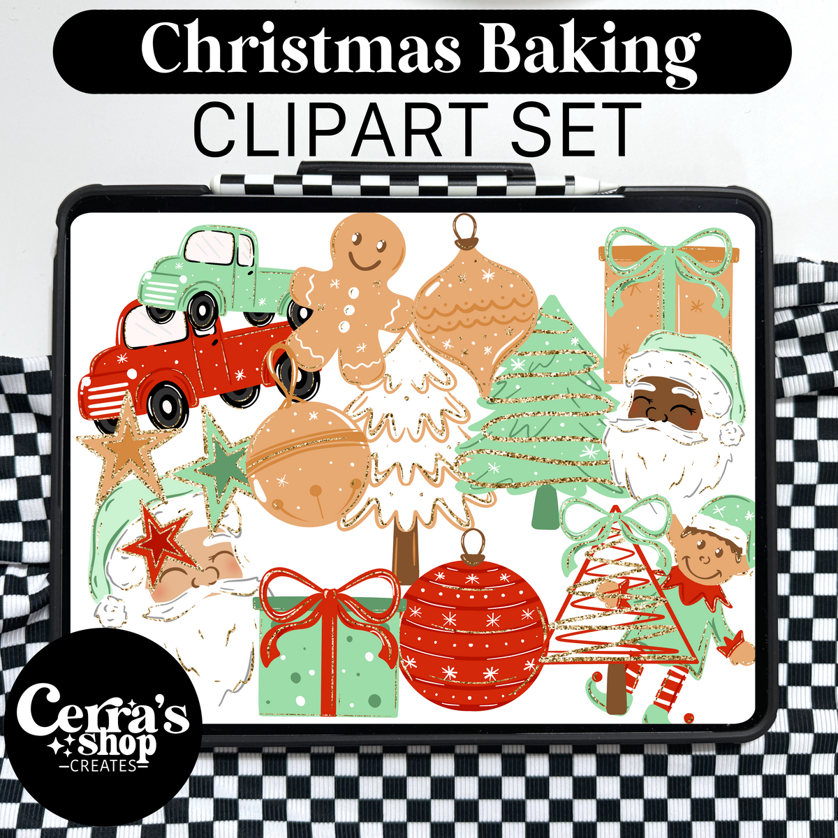 Glitter Christmas Clipart Set