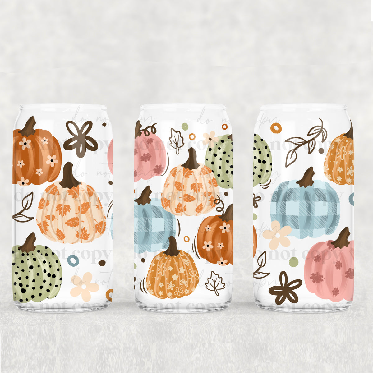 Fall Pumpkins 16oz Glass Wrap