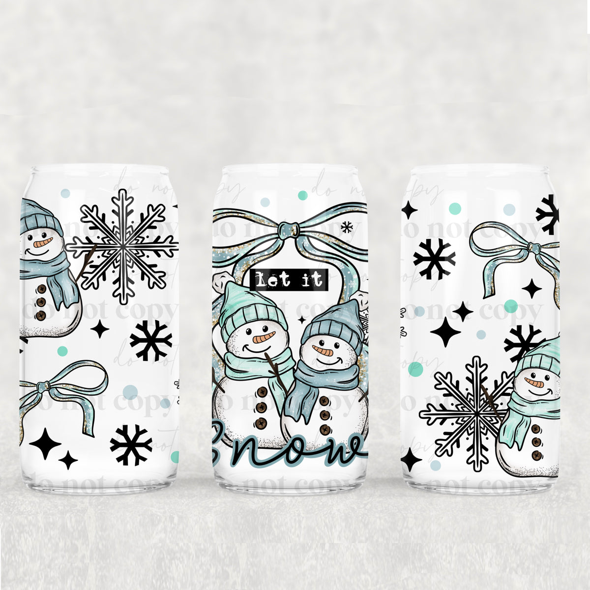 Let it Snow blue 16 Oz glass wrap