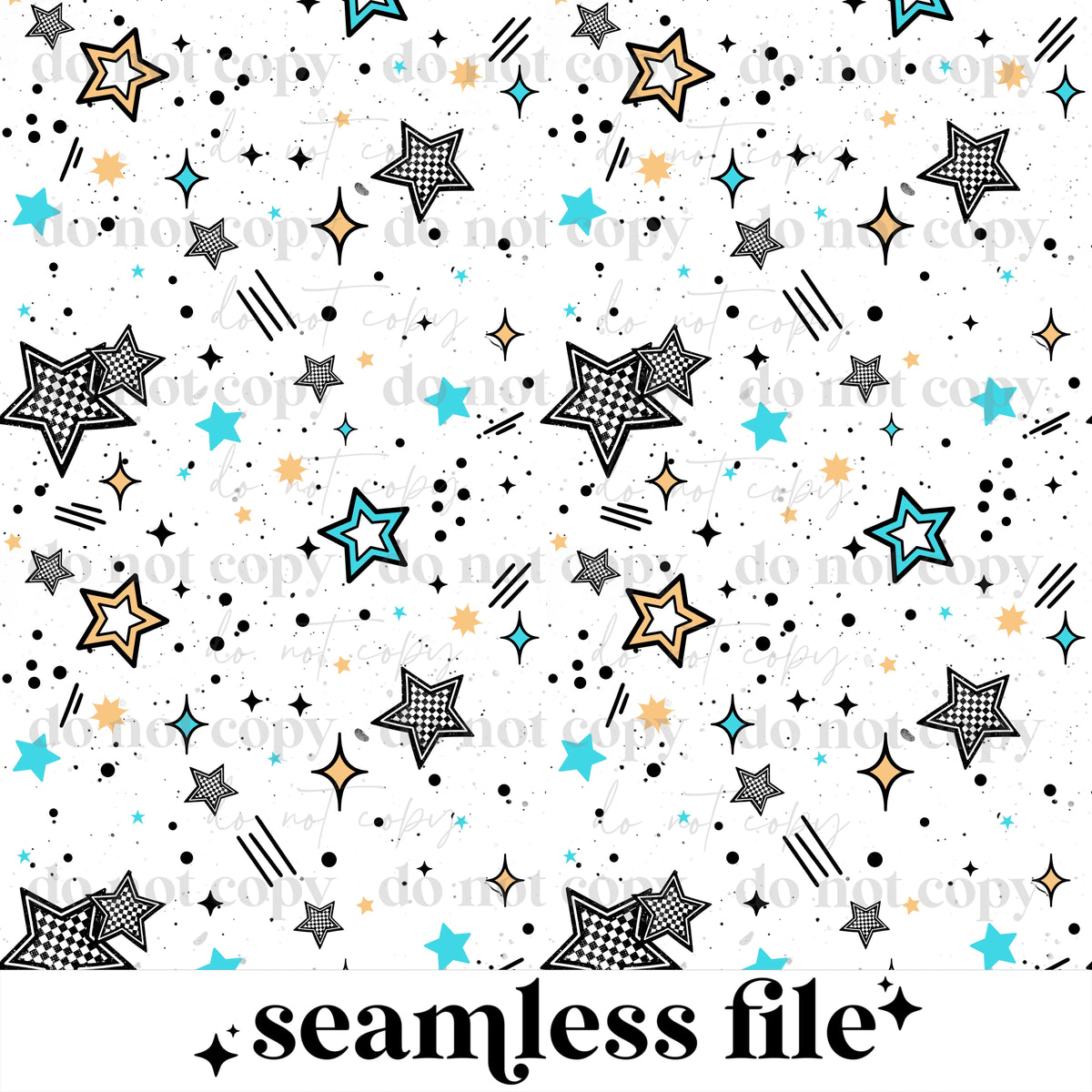 Yellow And Blue Stars Seamless