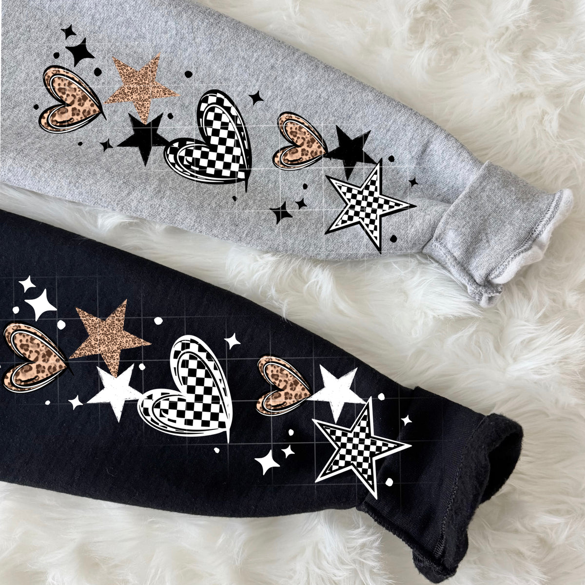 Checker leopard stars hearts SLEEVE ONLY PNG