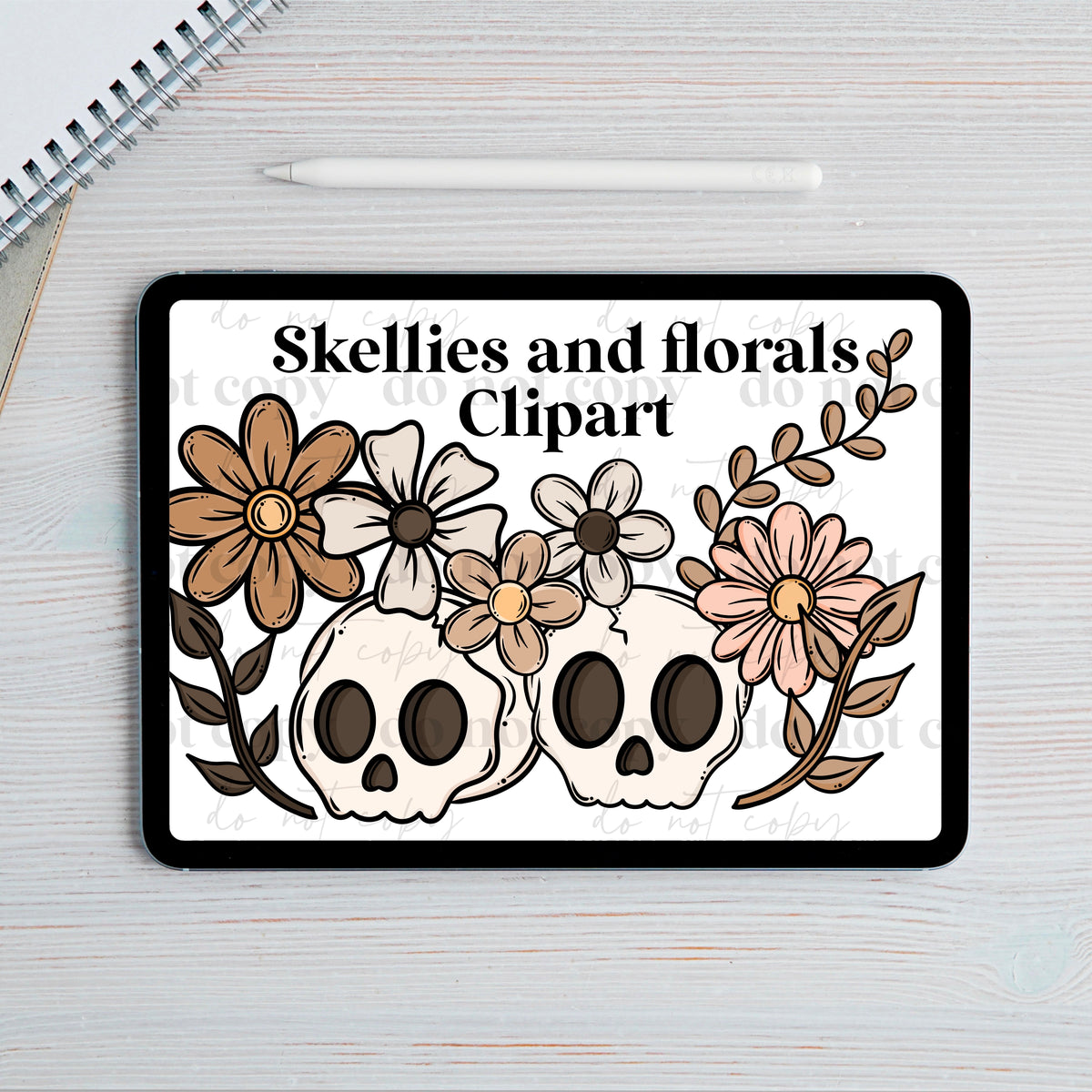 Skellies and florals Clipart set