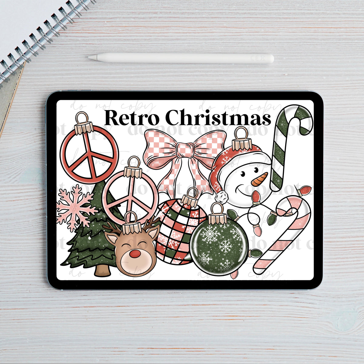 Retro Christmas Clipart set