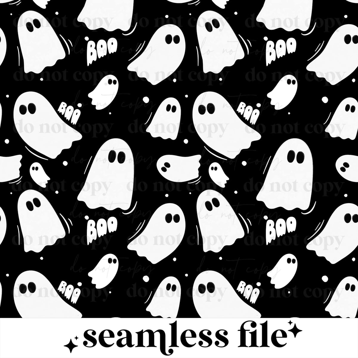 Boo White & Black Ghosties Seamless