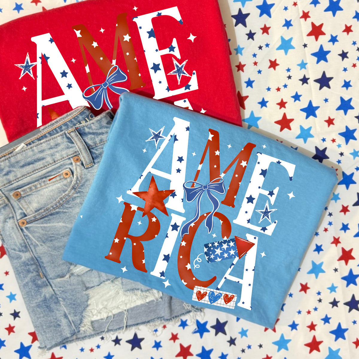 America stacked (3 colorways) PNG
